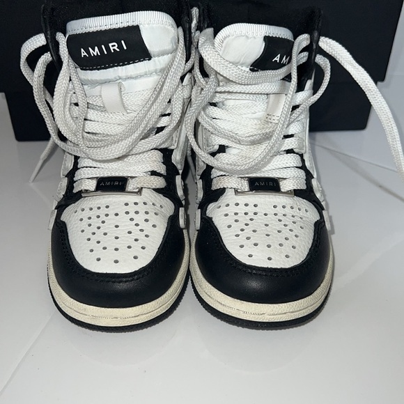 AMIRI Toddler High Top Genuine Leather Skull Bone Sneakers Size 9C - Picture 10 of 14